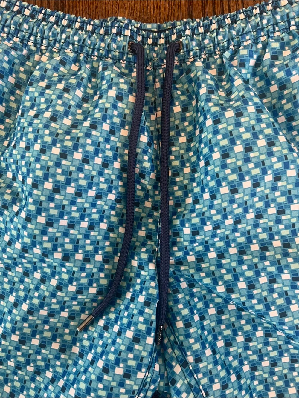 Mr.Swim Teal and Navy Geometric Swim Trunks